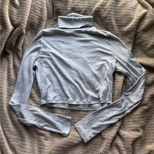 Gray Turtleneck Crop Top
